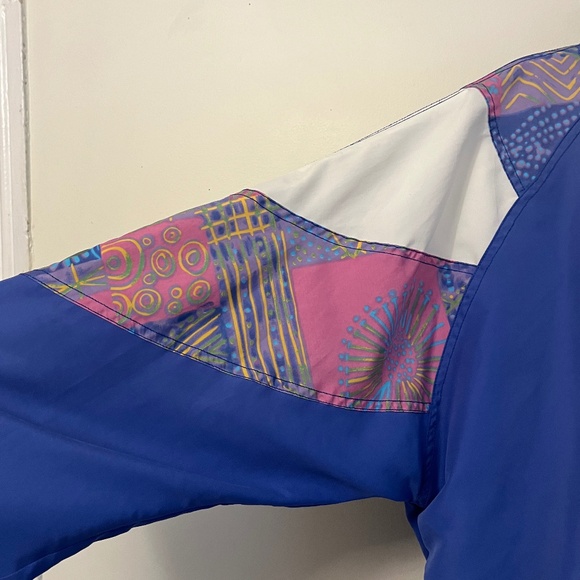 VINTAGE full-zip lightweight abstract windbreaker jacket - Picture 3 of 12